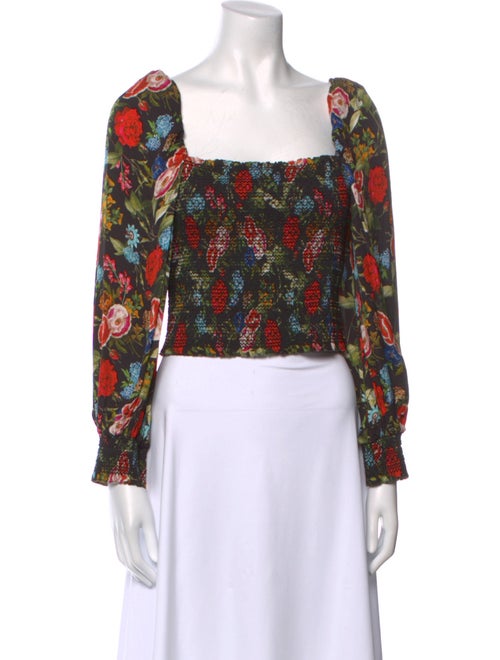 Alice + Olivia Floral Print Square Neckline Crop Top