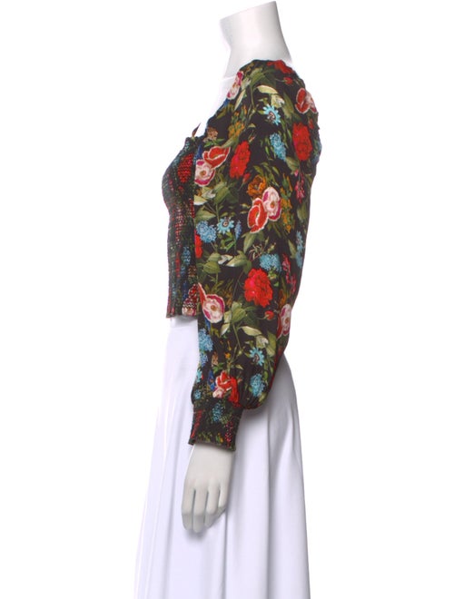 Alice + Olivia Floral Print Square Neckline Crop Top