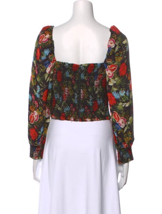 Alice + Olivia Floral Print Square Neckline Crop Top