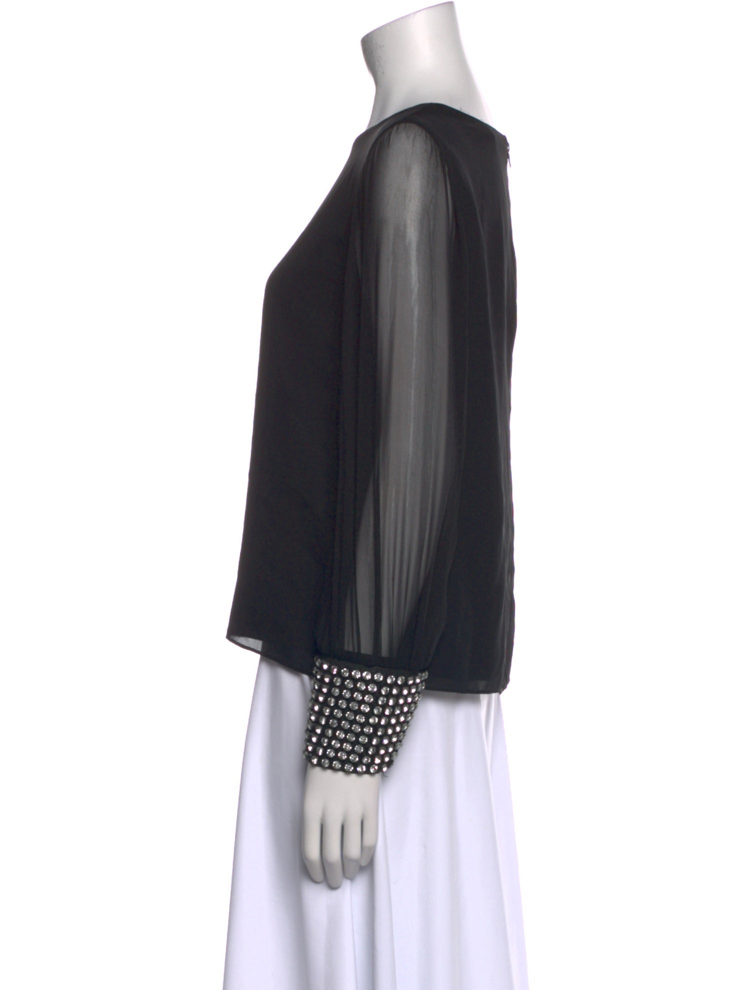 Alice + Olivia Silk Bateau Neckline Blouse