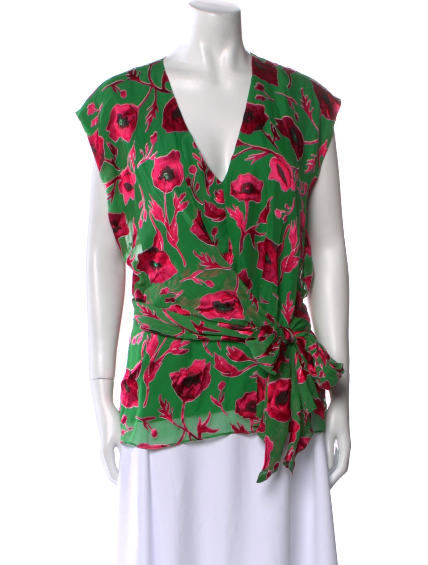 Alice + Olivia Printed V-Neck Blouse