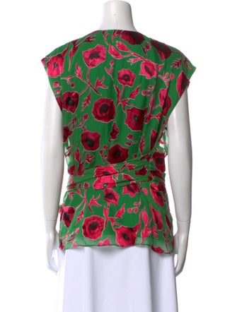 Alice + Olivia Printed V-Neck Blouse