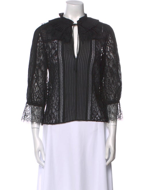 Alice + Olivia Tie Neck Three-Quarter Sleeve Blouse