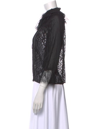 Alice + Olivia Tie Neck Three-Quarter Sleeve Blouse