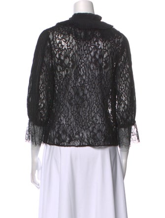 Alice + Olivia Tie Neck Three-Quarter Sleeve Blouse