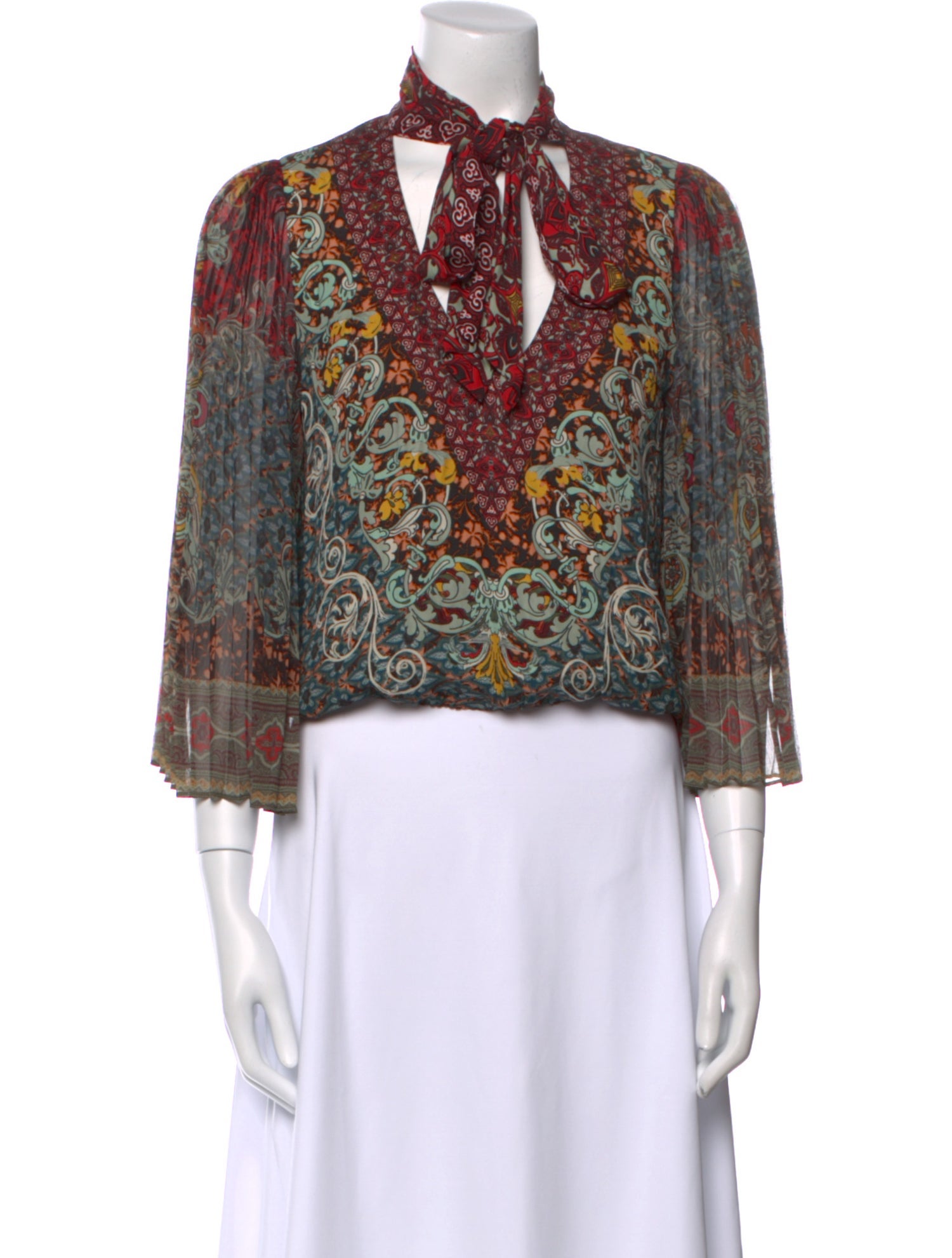 Alice + Olivia Paisley Print V-Neck Crop Top