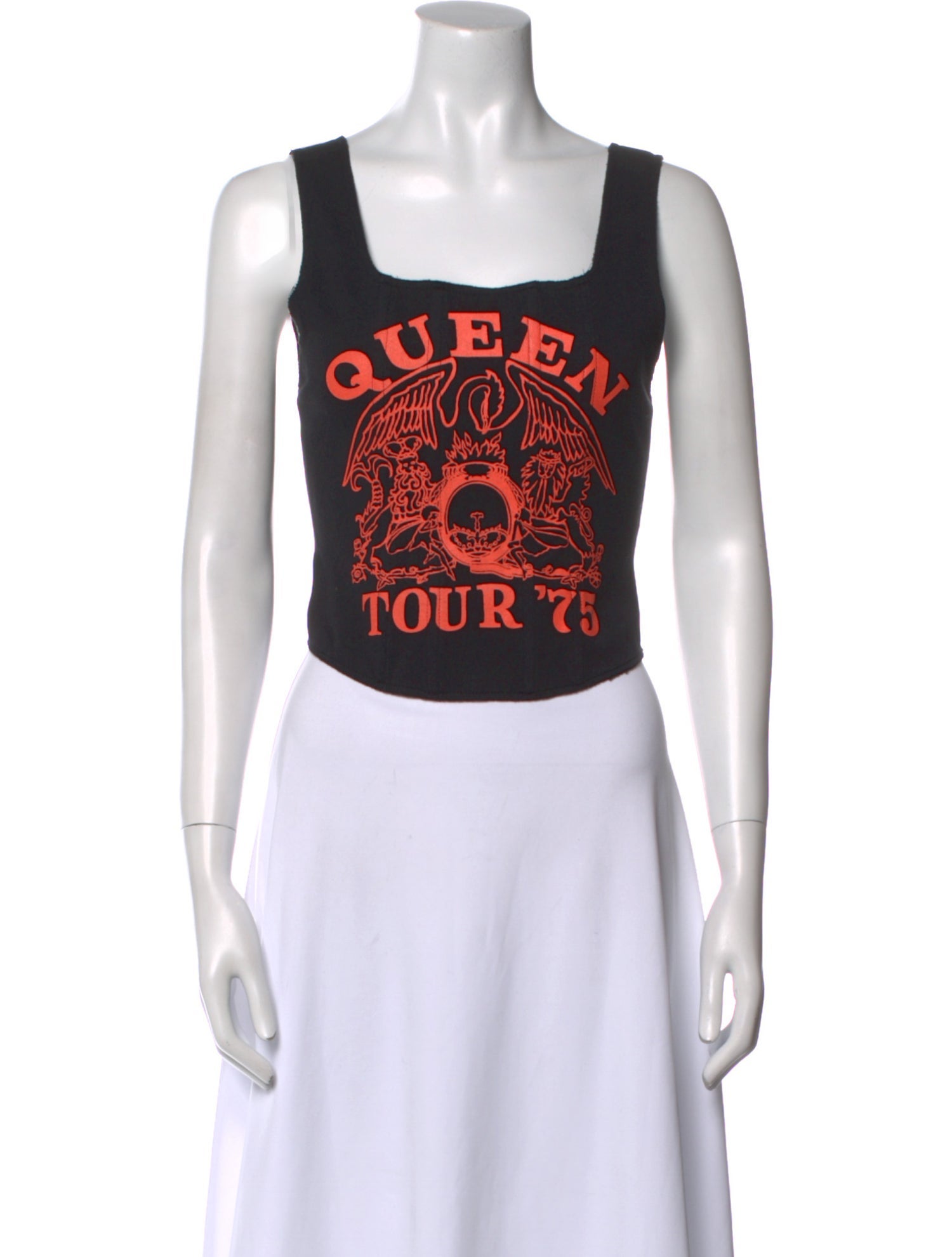 Alice + Olivia Graphic Print Square Neckline Crop Top