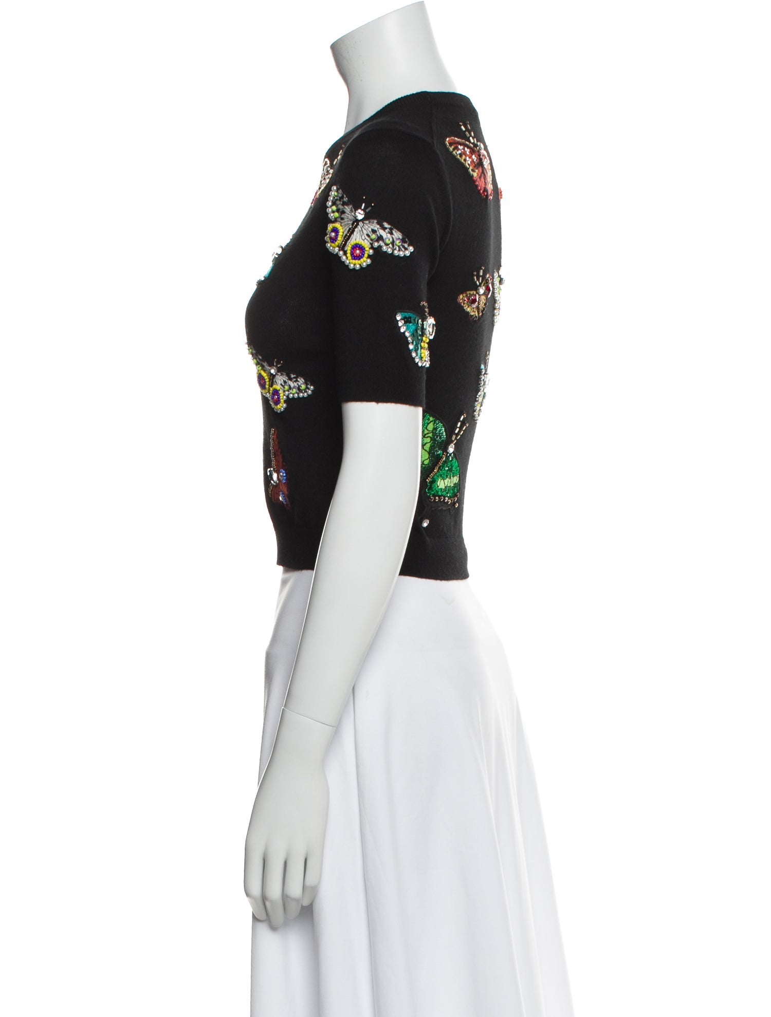 Alice + Olivia Wool Printed Crop Top