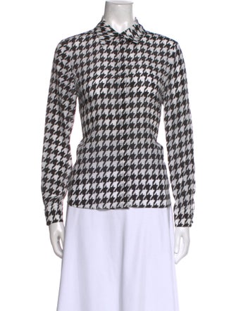 Alice + Olivia Silk Printed Button-Up Top