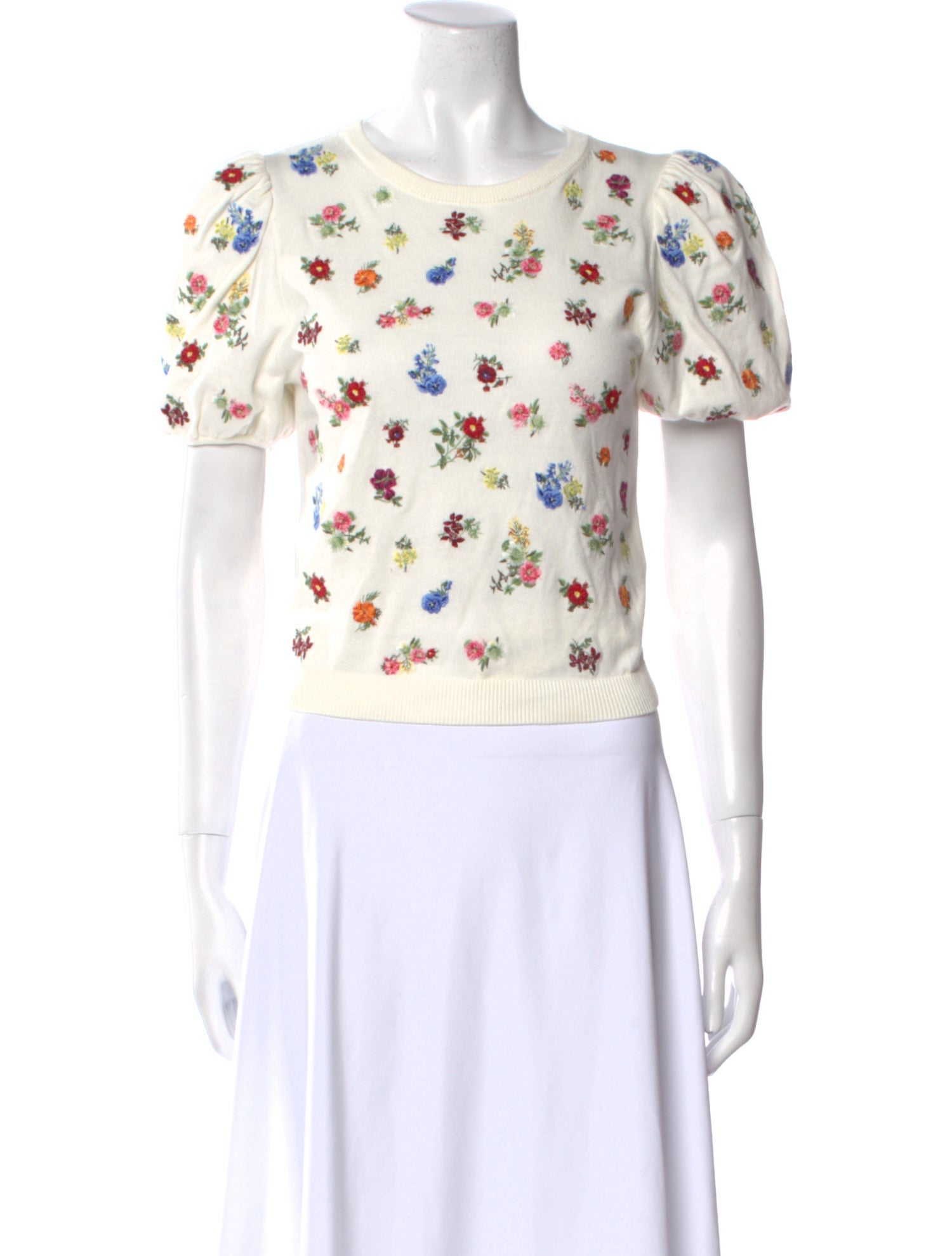 Alice + Olivia Floral Print Scoop Neck T-Shirt