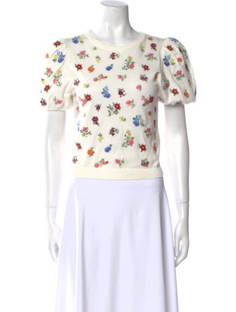Alice + Olivia Floral Print Scoop Neck T-Shirt
