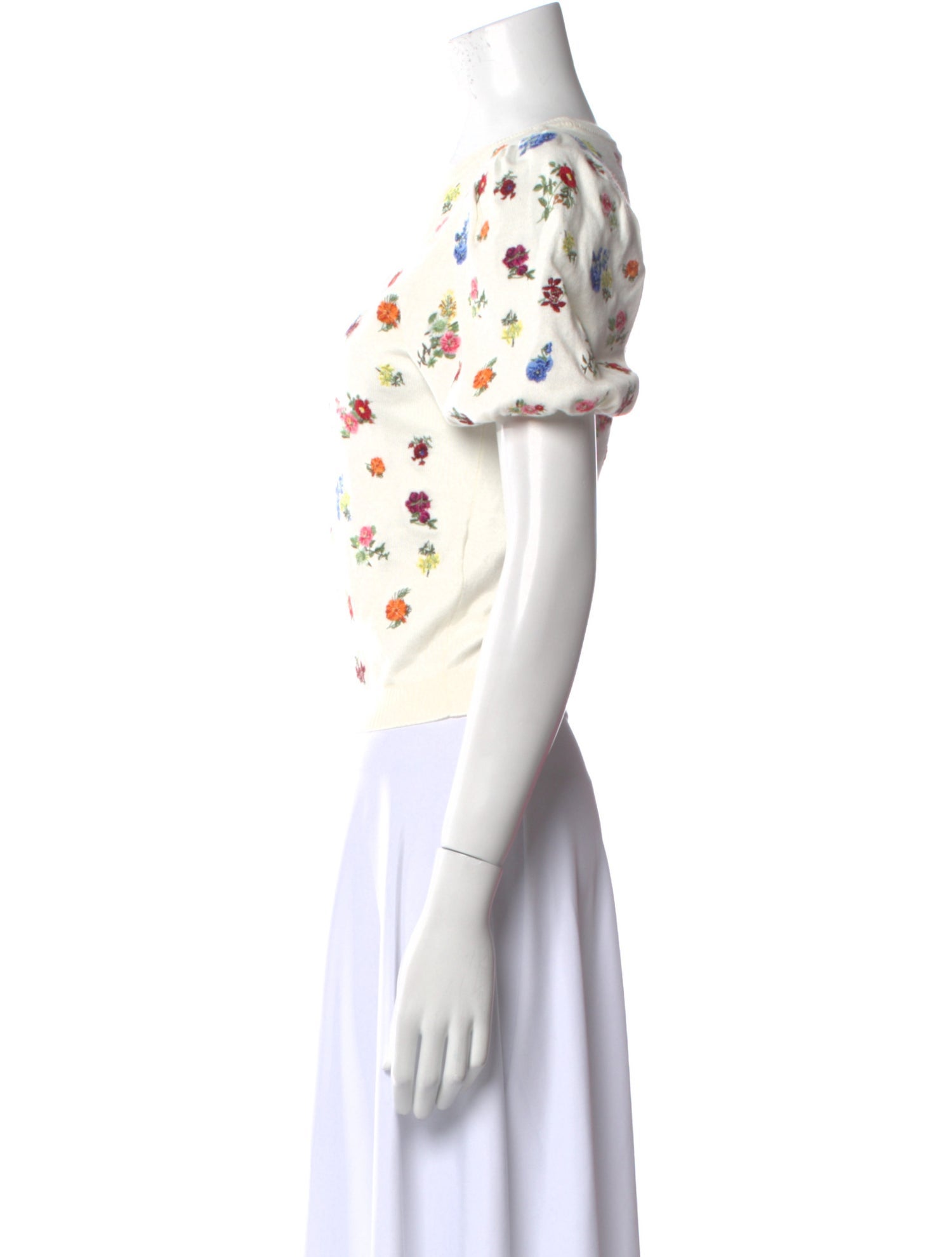 Alice + Olivia Floral Print Scoop Neck T-Shirt