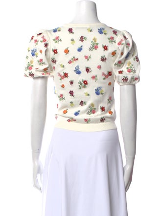 Alice + Olivia Floral Print Scoop Neck T-Shirt
