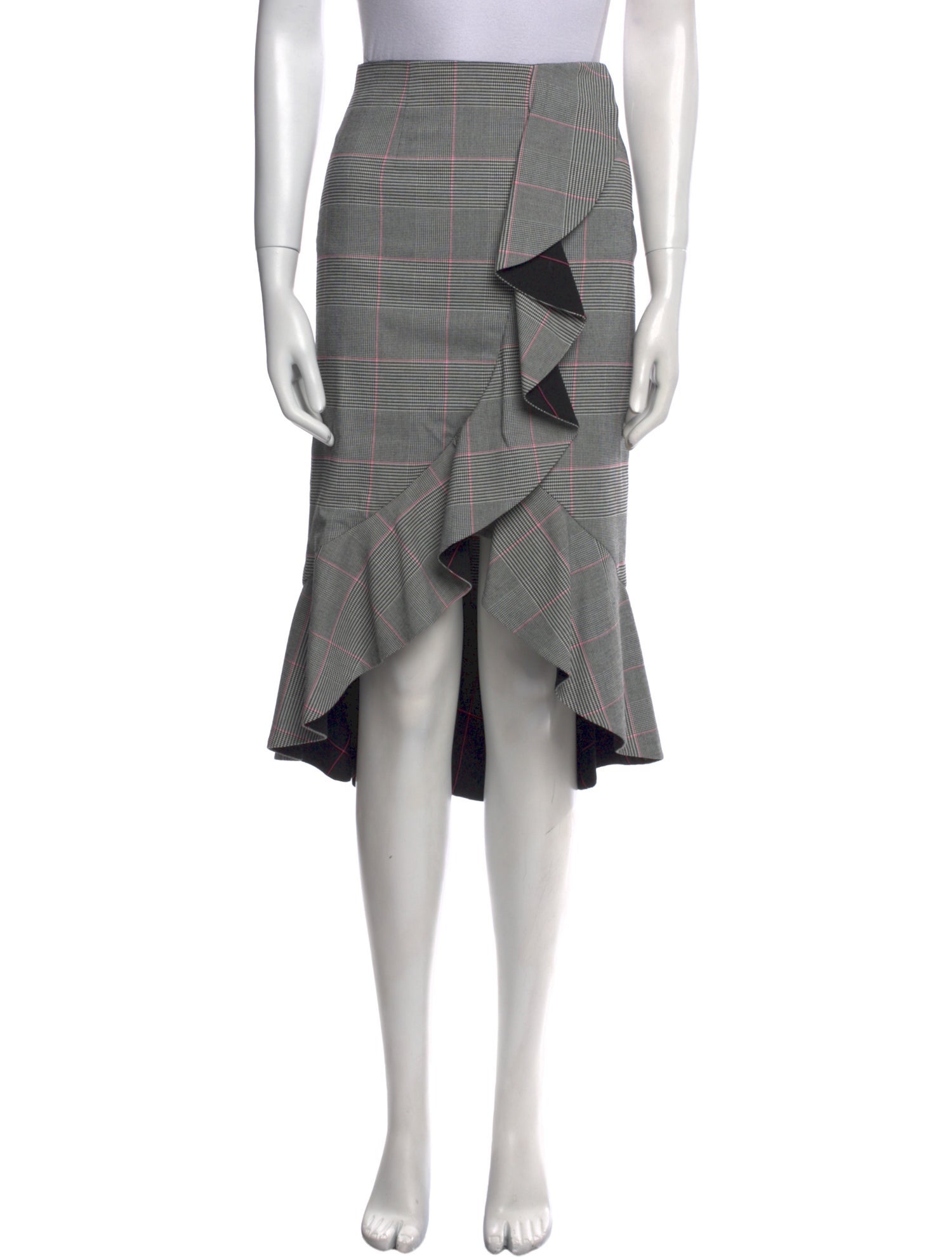 Alice + Olivia Plaid Print Knee-Length Skirt