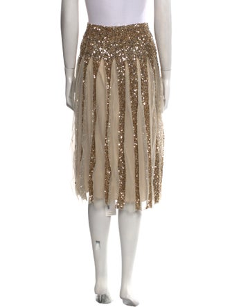 Alice + Olivia Mesh Accents Knee-Length Skirt