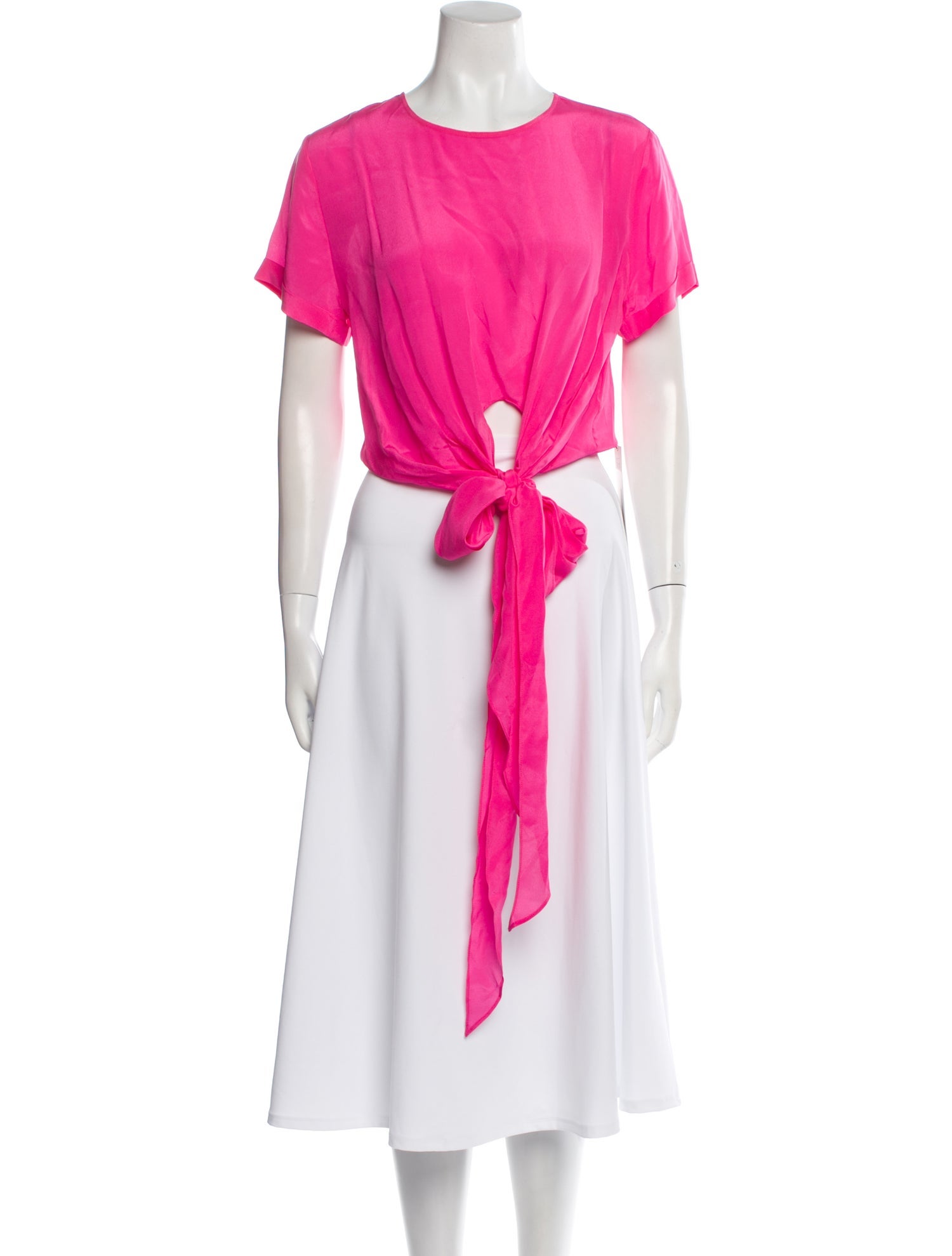 Alice + Olivia Silk Crew Neck Crop Top