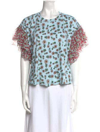 Alice + Olivia Floral Print Crew Neck Blouse