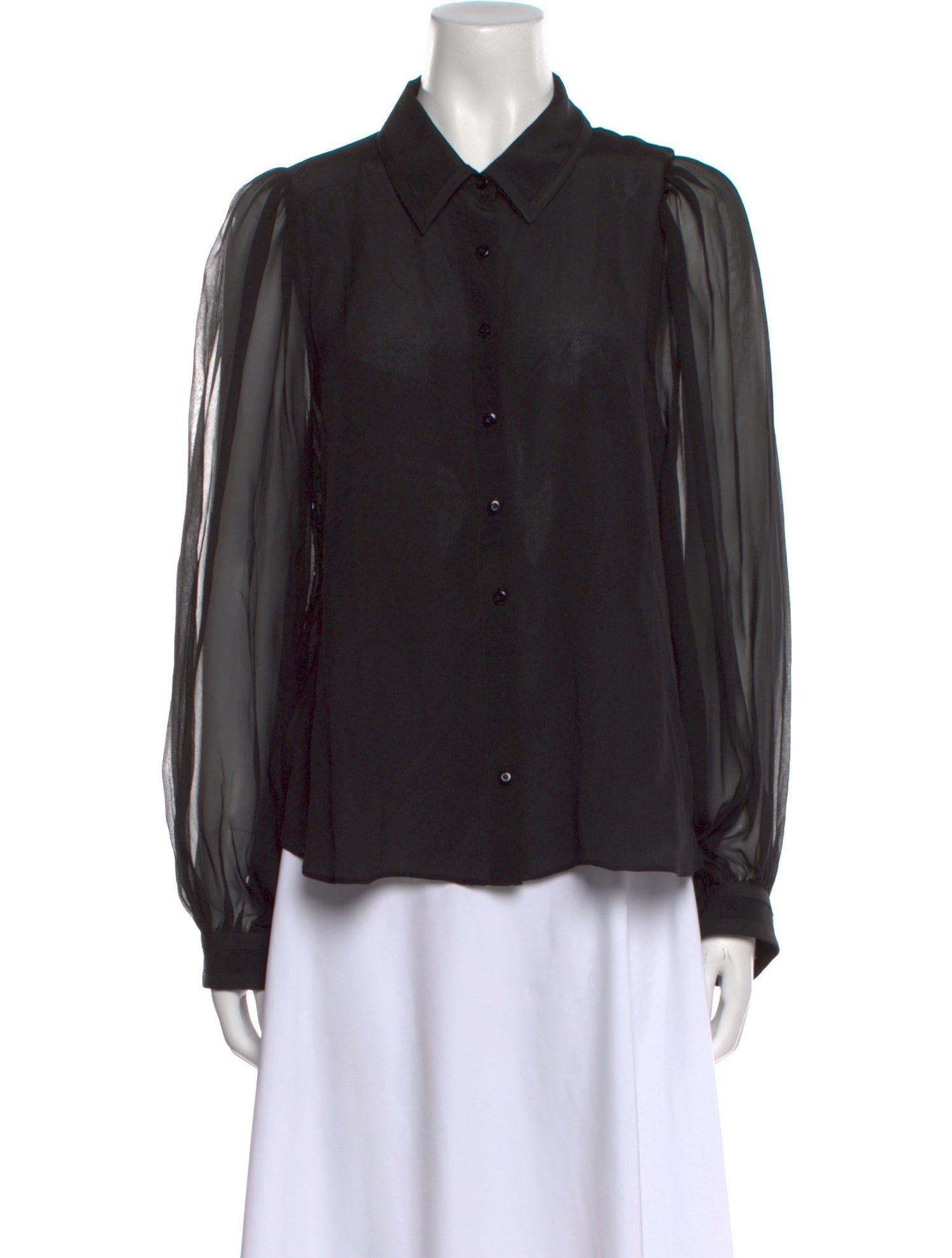 Alice + Olivia Silk Long Sleeve Button-Up Top