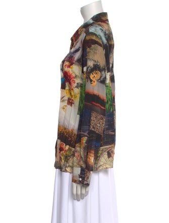 Alice + Olivia Silk Printed Button-Up Top