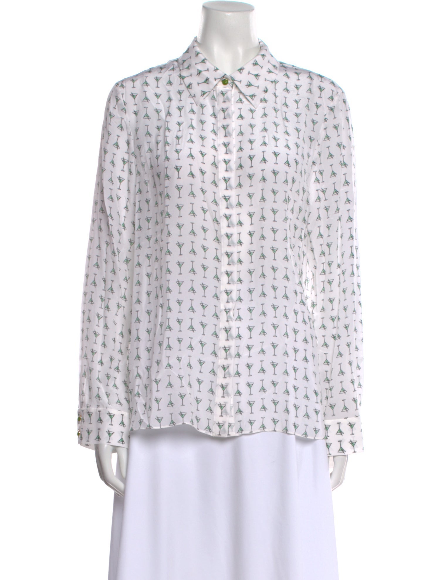 Alice + Olivia Silk Printed Button-Up Top