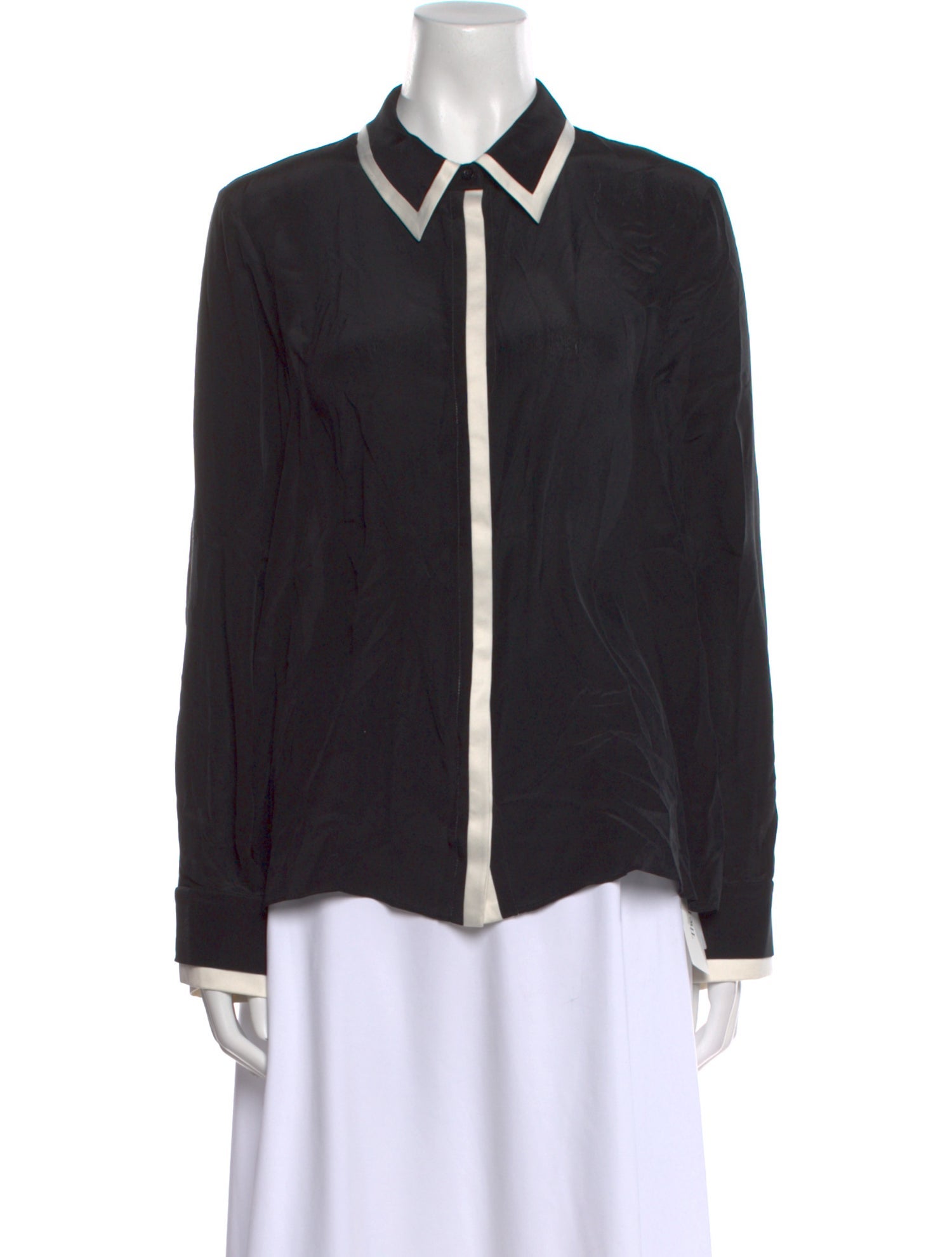 Alice + Olivia Silk Long Sleeve Button-Up Top