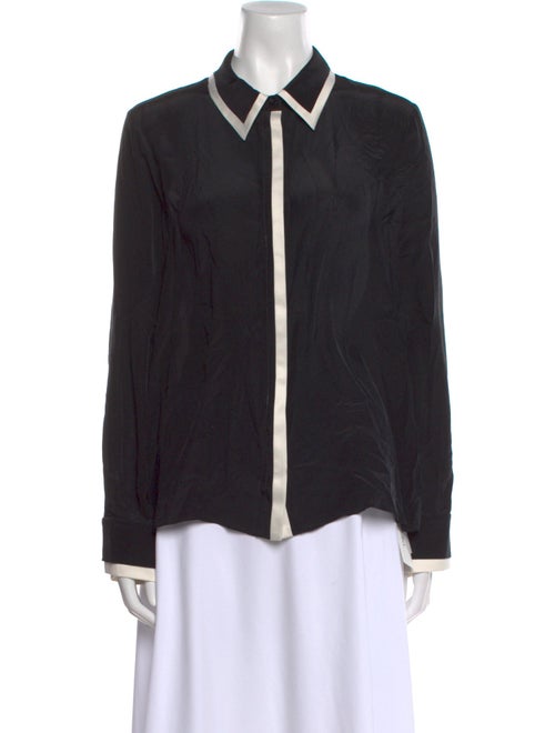 Alice + Olivia Silk Long Sleeve Button-Up Top