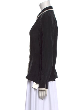 Alice + Olivia Silk Long Sleeve Button-Up Top