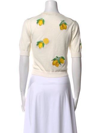 Alice + Olivia Graphic Print Crew Neck Crop Top