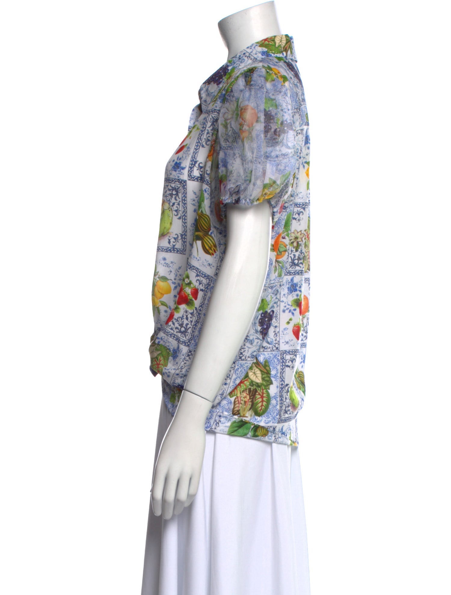 Alice + Olivia Silk Printed Button-Up Top