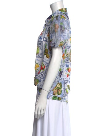 Alice + Olivia Silk Printed Button-Up Top