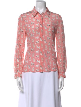 Alice + Olivia Silk Printed Button-Up Top