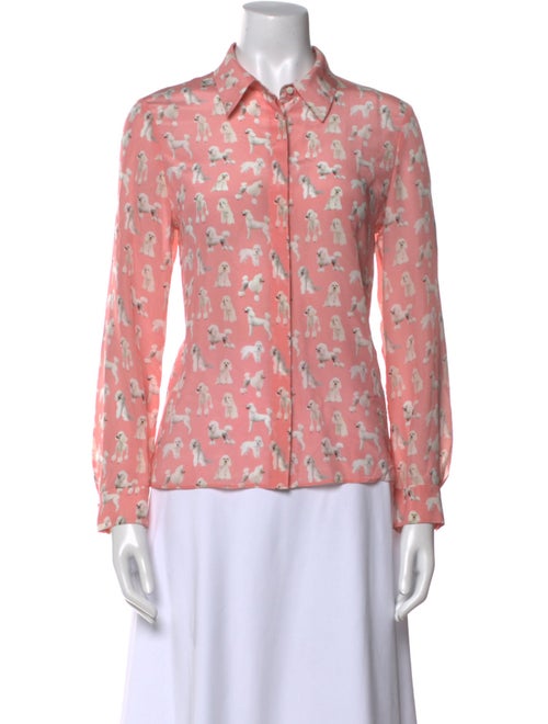 Alice + Olivia Silk Printed Button-Up Top