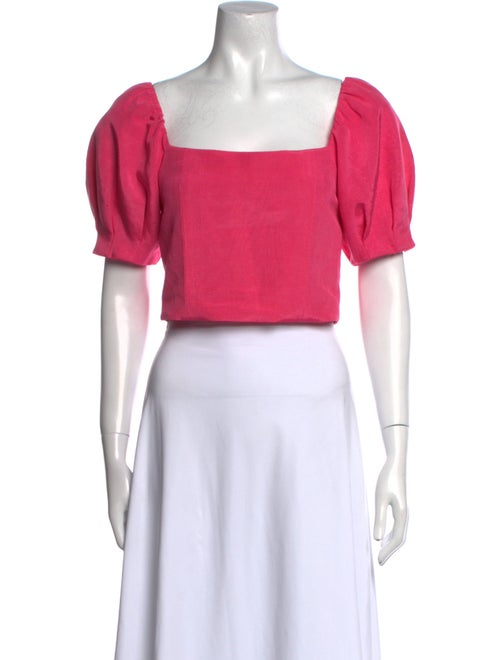 Alice + Olivia Square Neckline Short Sleeve Crop Top