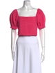 Alice + Olivia Square Neckline Short Sleeve Crop Top