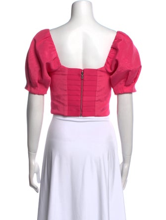 Alice + Olivia Square Neckline Short Sleeve Crop Top