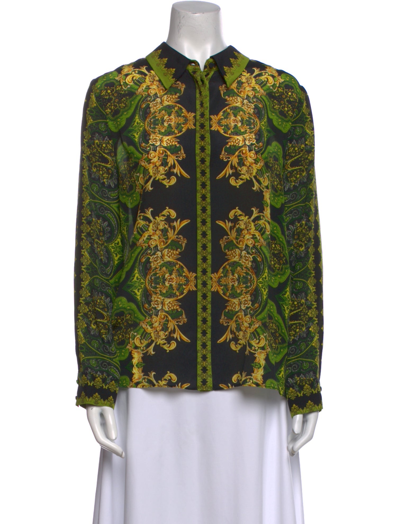 Alice + Olivia Silk Paisley Print Button-Up Top w/ Tags