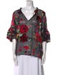 Alice + Olivia Floral Print V-Neck Blouse