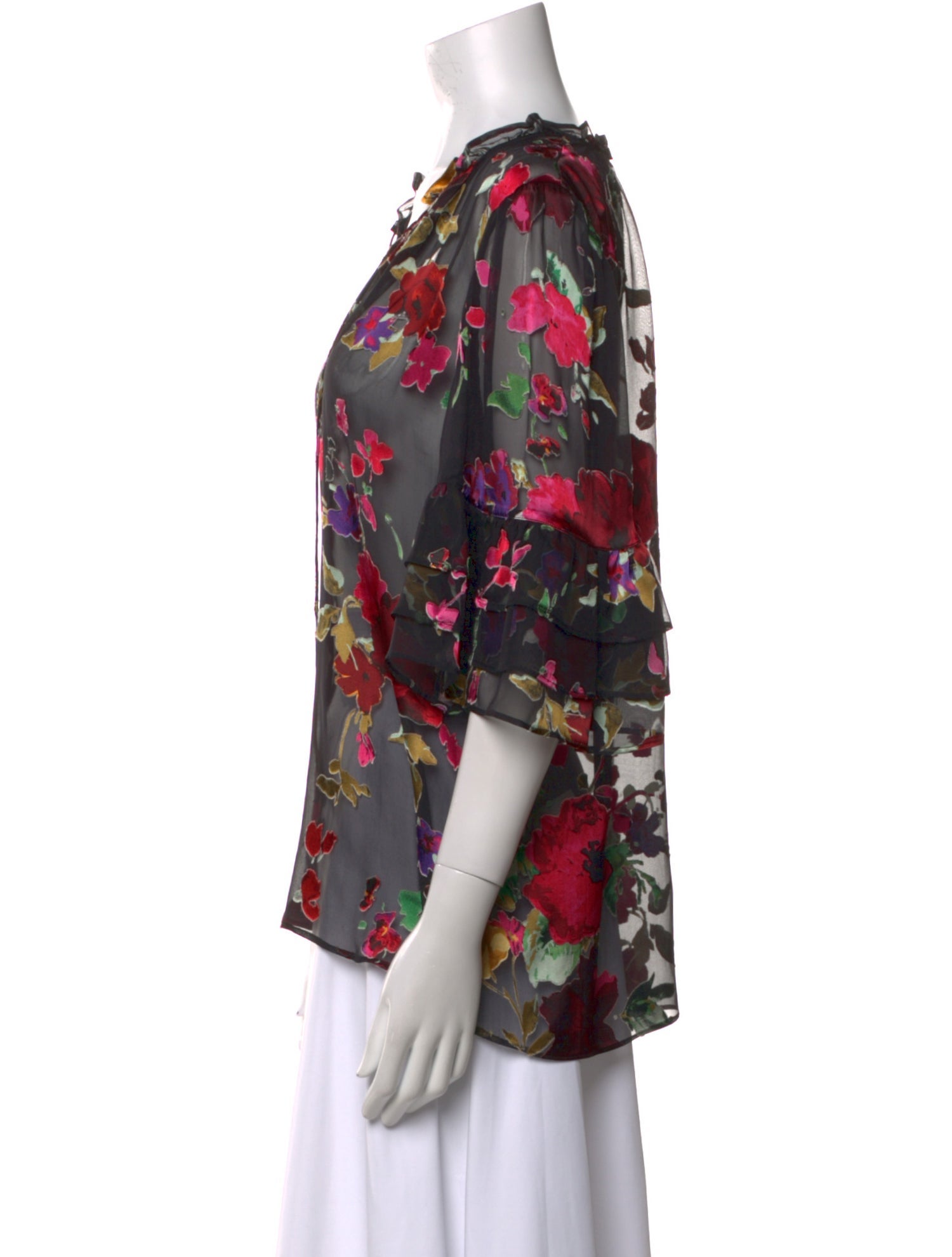 Alice + Olivia Floral Print V-Neck Blouse