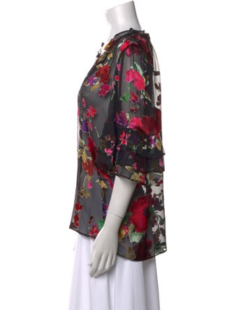 Alice + Olivia Floral Print V-Neck Blouse