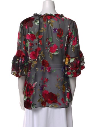 Alice + Olivia Floral Print V-Neck Blouse