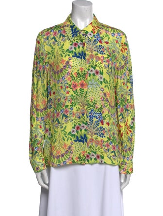Alice + Olivia Floral Print Long Sleeve Button-Up Top