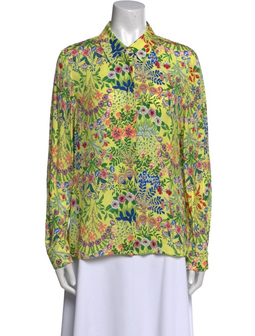 Alice + Olivia Floral Print Long Sleeve Button-Up Top