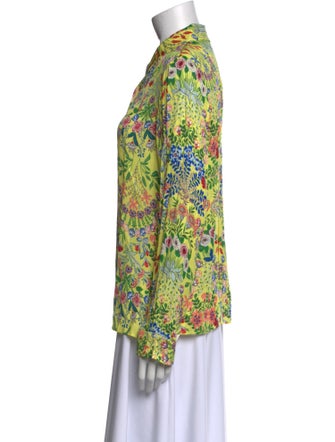 Alice + Olivia Floral Print Long Sleeve Button-Up Top