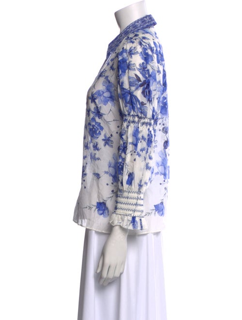 Alice + Olivia Floral Print Three-Quarter Sleeve Blouse