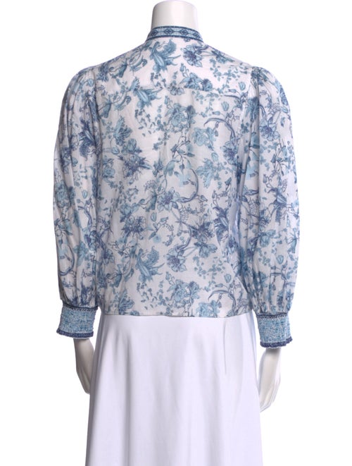 Alice + Olivia Floral Print Mock Neck Button-Up Top
