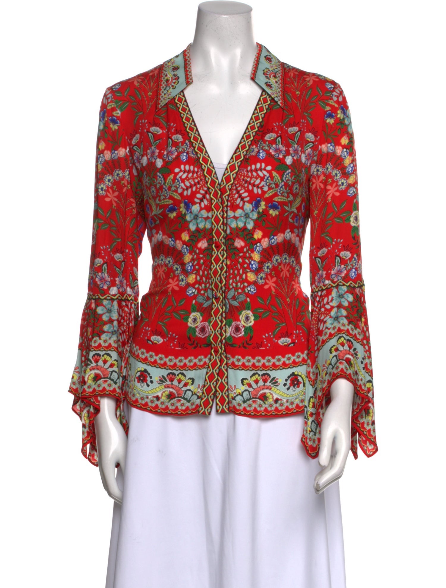 Alice + Olivia Floral Print Long Sleeve Blouse