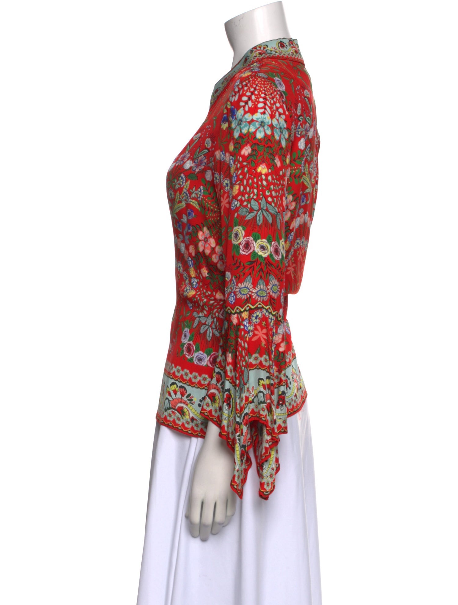 Alice + Olivia Floral Print Long Sleeve Blouse