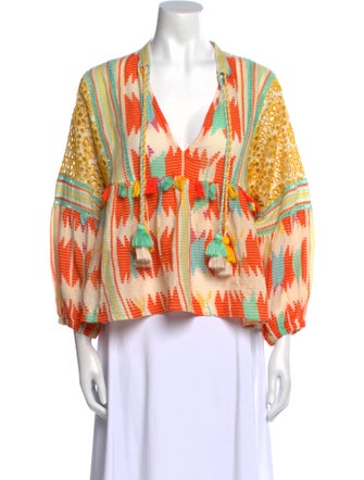 Alice + Olivia Printed V-Neck Blouse