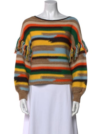 Alice + Olivia Striped Scoop Neck Sweater