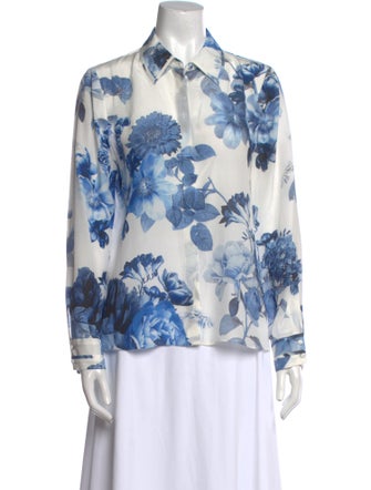 Alice + Olivia Silk Printed Button-Up Top